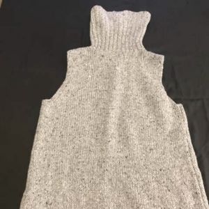 Grey Cut Sleeve Winter Wool Sweater